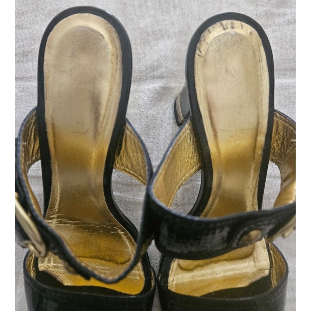 Coach Giada Black Patent Leather Slip On Sandals Size 7.5M - Picture 7 of 8